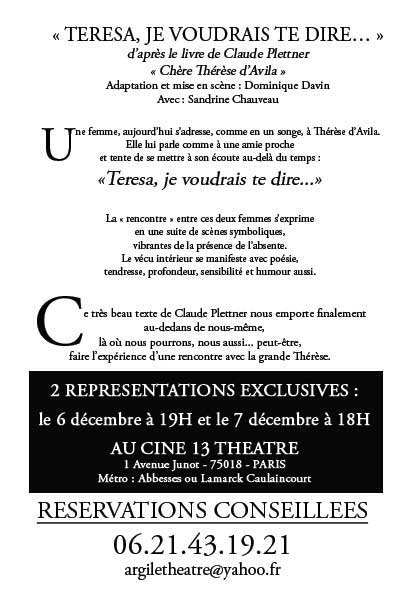 Térèsa flyer verso Argile Théâtre